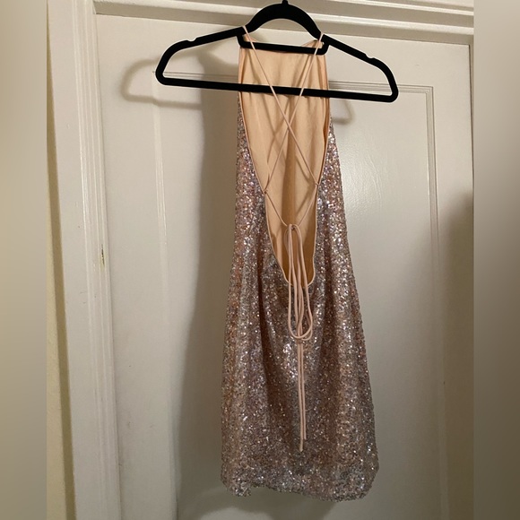 Pink Sequin Backless Mini Party Dress sz Med barbiecore - Picture 2 of 10